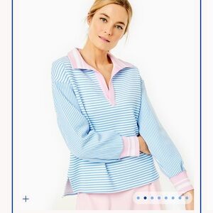 Addison Bay Blue and Pink Striped Long-Sleeve Rugby Top